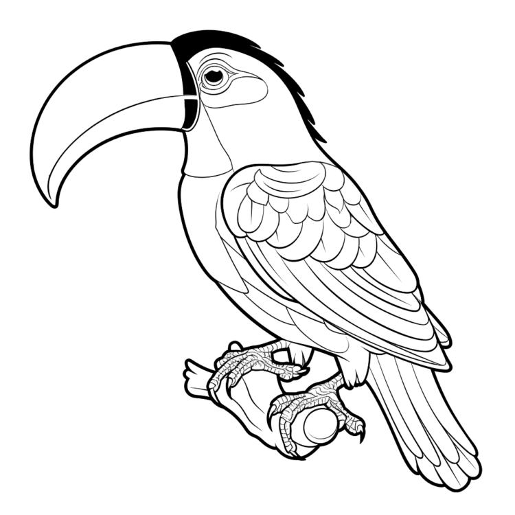 Dibujo para colorear pájaro tucán