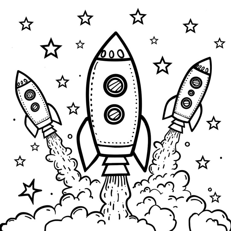 Dibujo para colorear bosque de estrellas universo