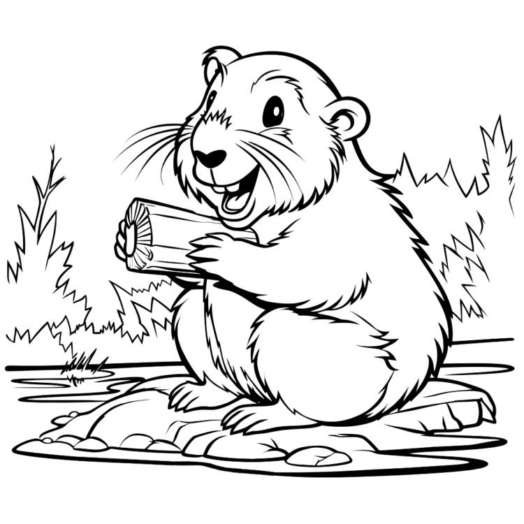 Dibujo para colorear castor del bosque