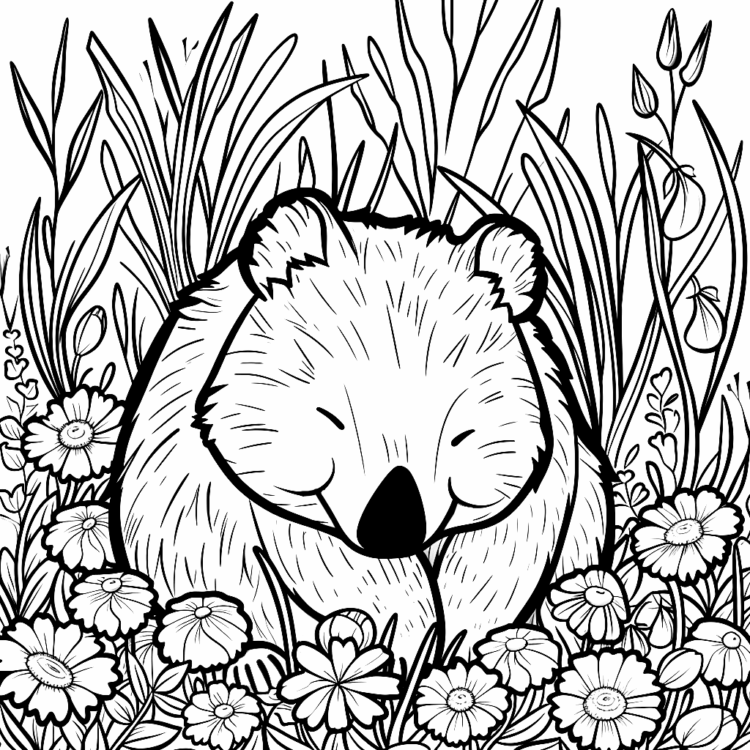 Dibujo para colorear explorador del bosque wombat