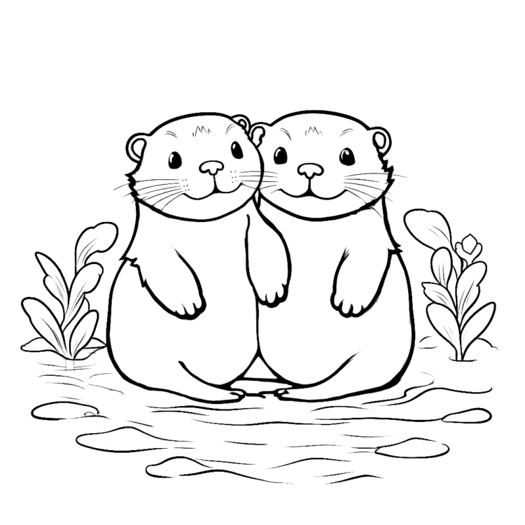 Coloring picture forest otter
