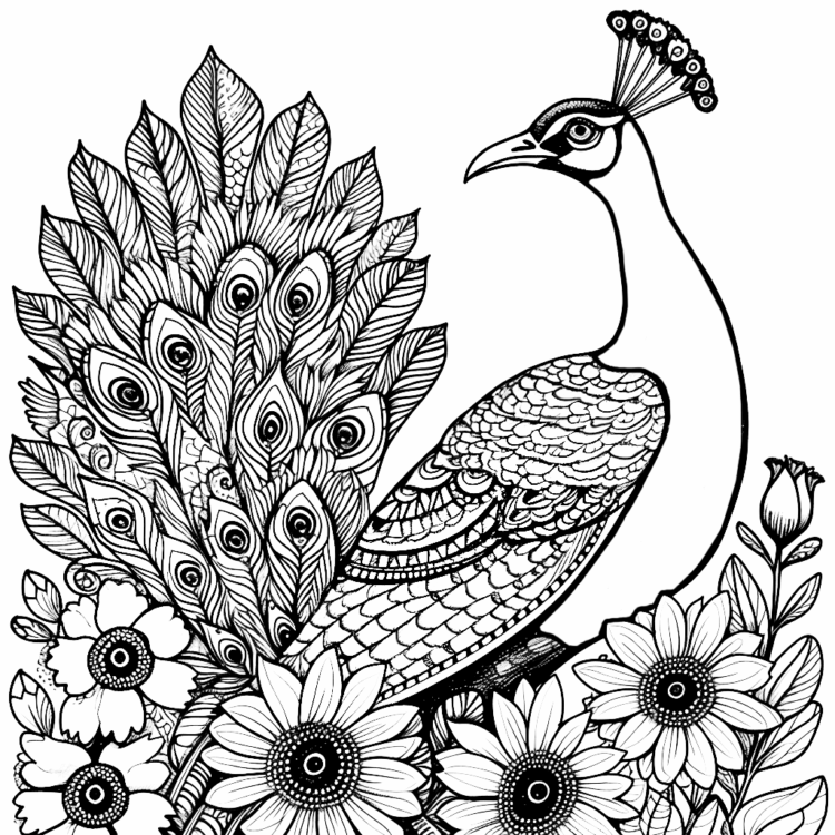 Ausmalbild Waldschönheit Pfau