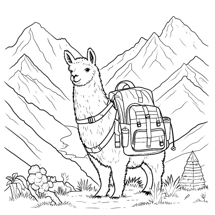 Dibujo para colorear llama errante