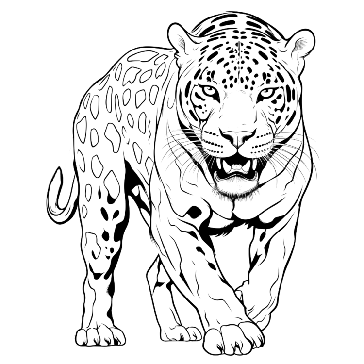 Ausmalbild Wandernder Jaguar