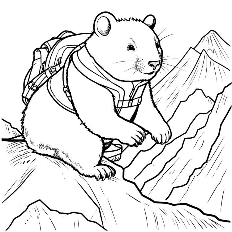 Ausmalbild Wombat Wanderer