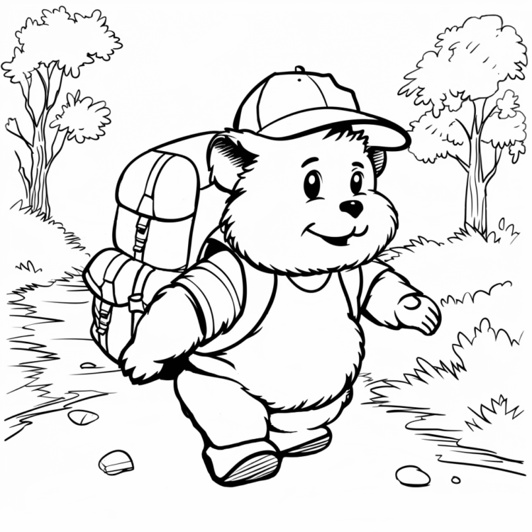Ausmalbild Wombat im Rucksack