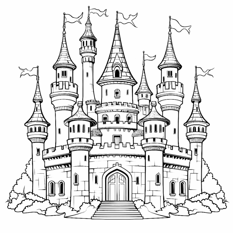 Página para colorear del castillo mágico