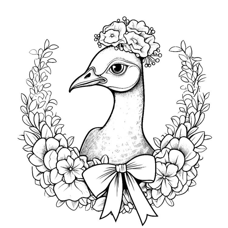 Dibujo para colorear hermoso pavo real