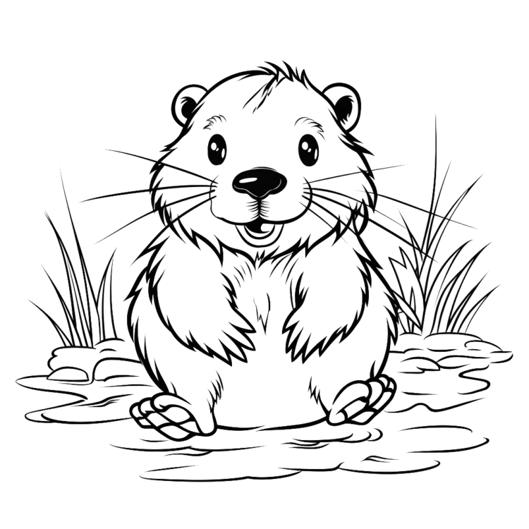 Dibujo para colorear castor lindo