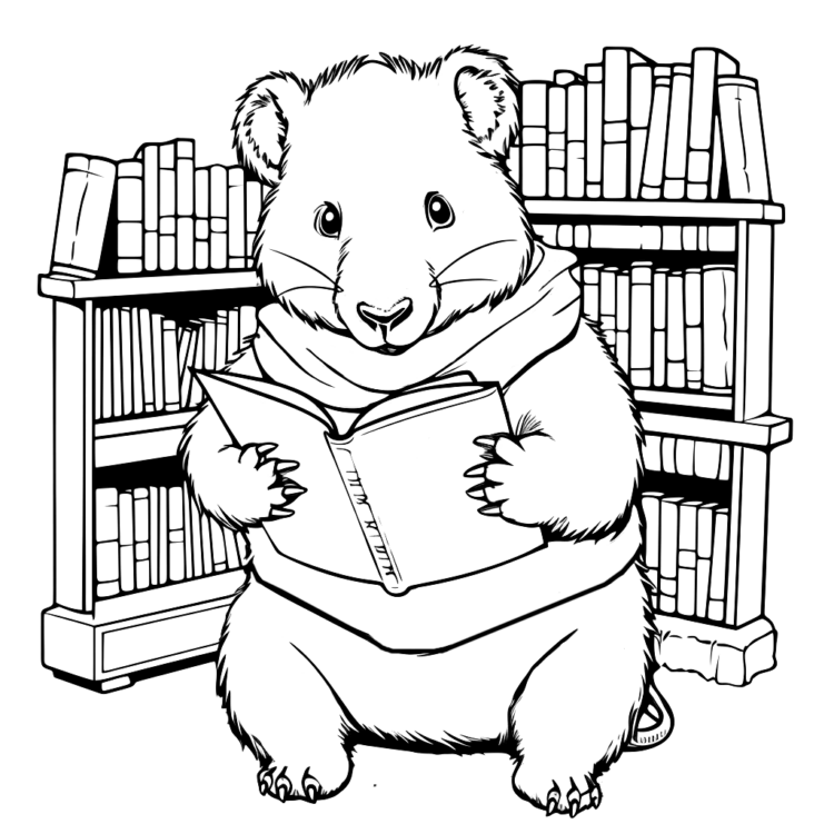 Páginas para colorear Ratón de biblioteca Wombat