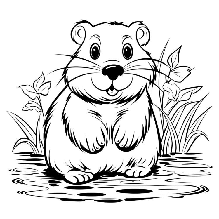Página para colorear del castor