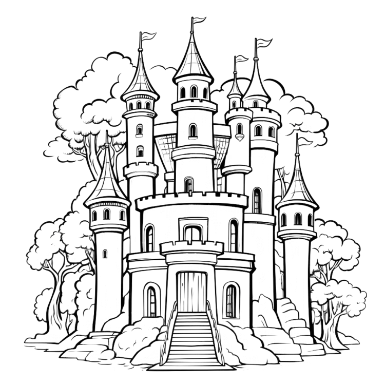 Página para colorear del castillo