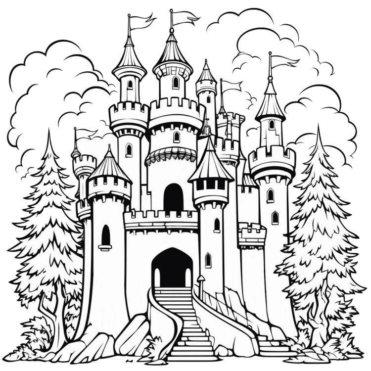 Páginas para colorear de castillos