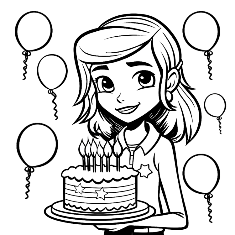 Página para colorear de cumpleaños