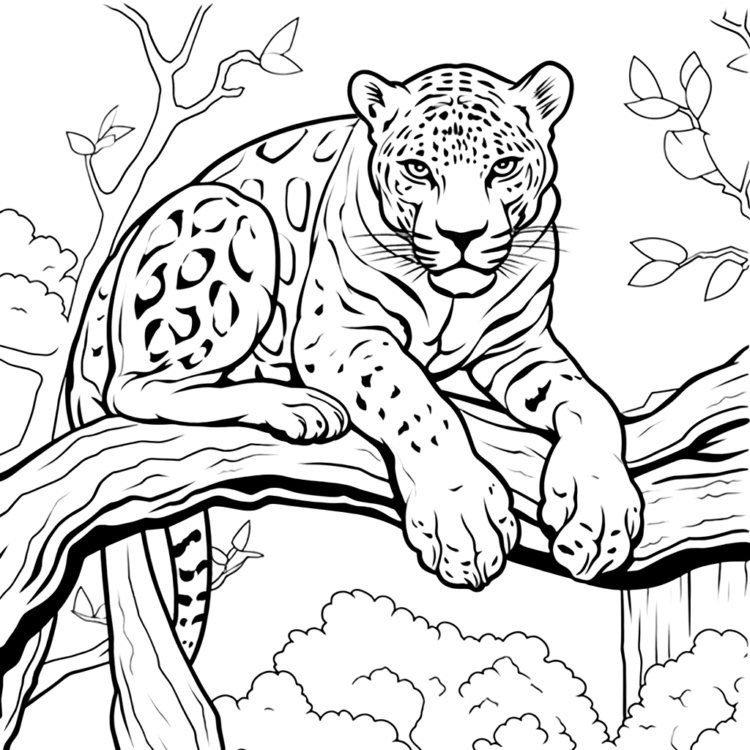Malvorlage Verspielter Jaguar