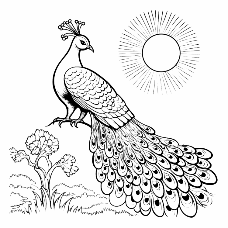 Dibujos para colorear de Pavos reales
