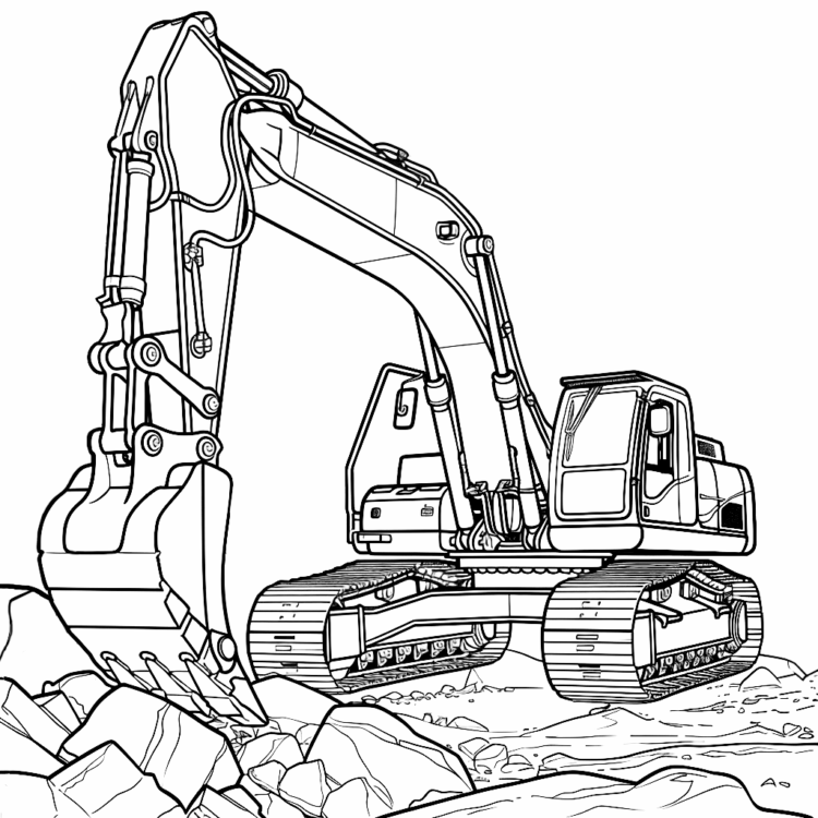 Dibujo para colorear acción excavadora