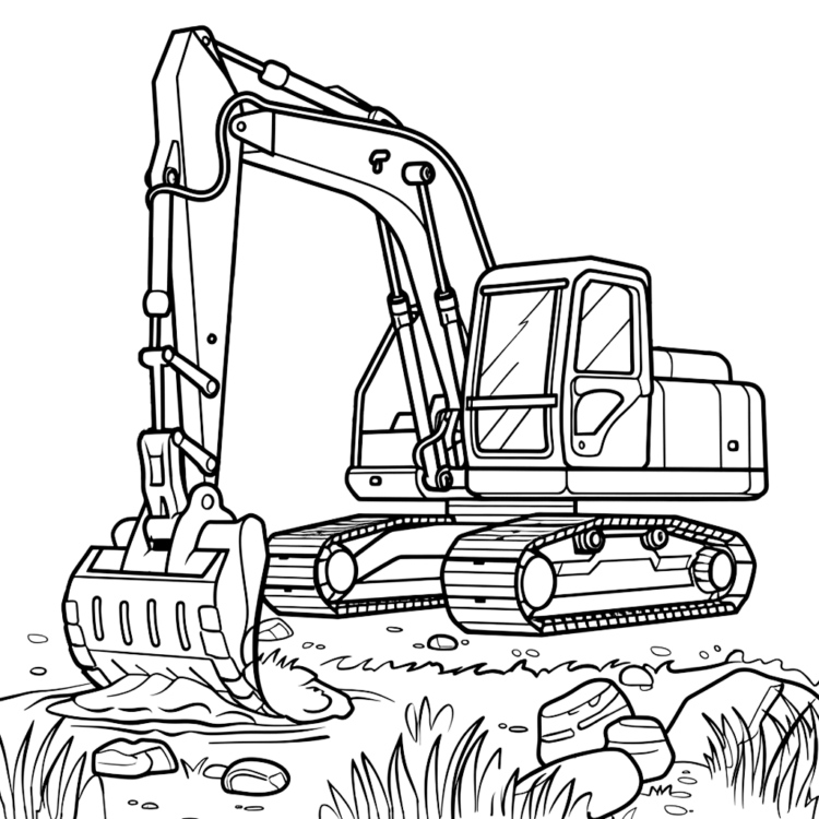 Dibujo para colorear excavadora exploradora