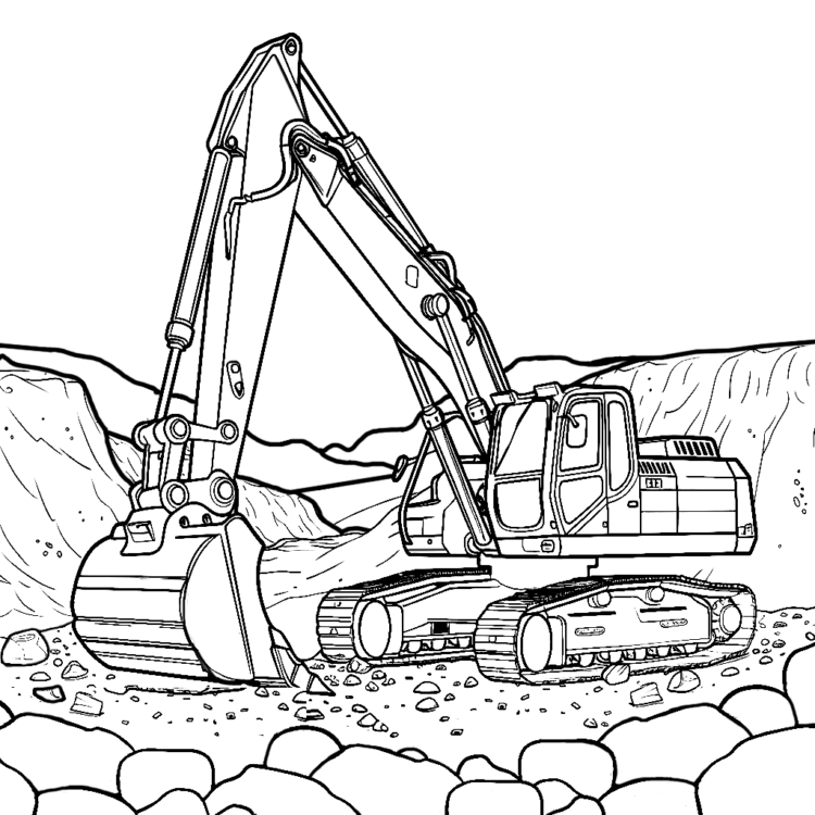 Dibujo para colorear expedición excavadora
