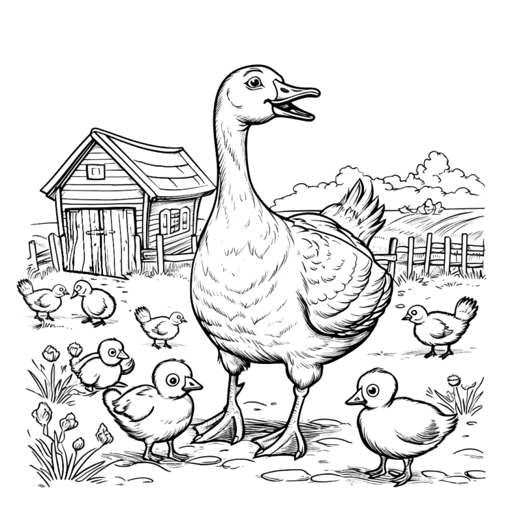 Coloring picture farm goose