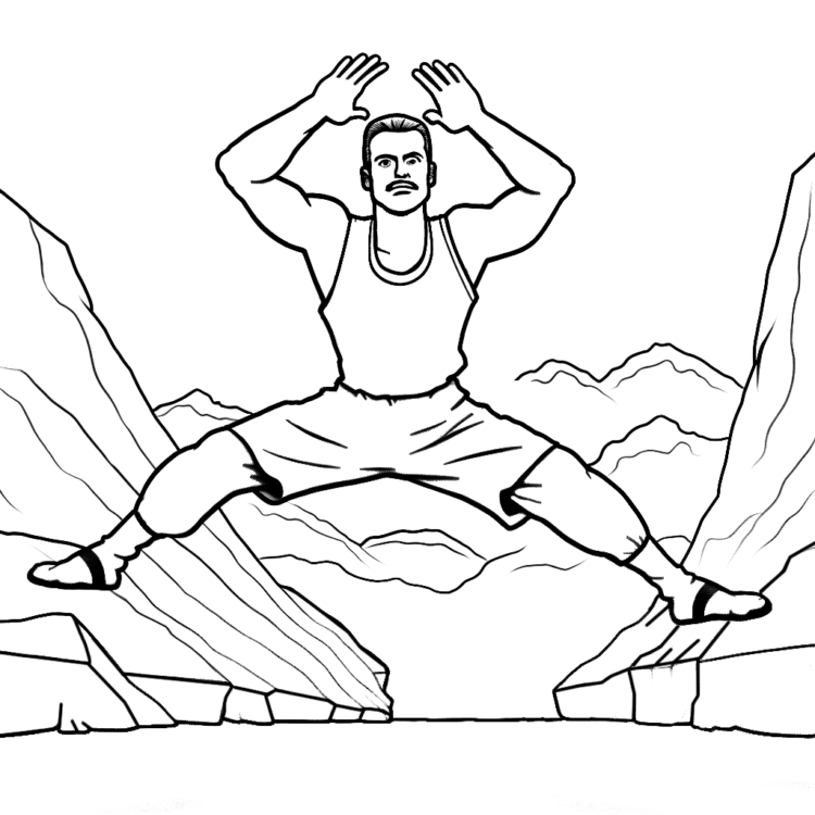 Coloring picture mountain yoga