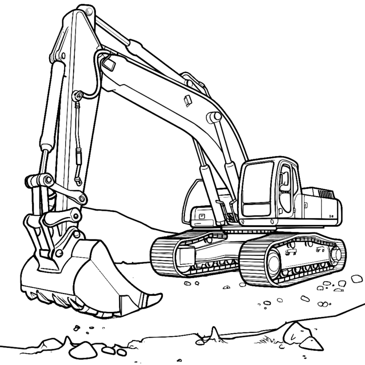 Coloring picture Busy excavator