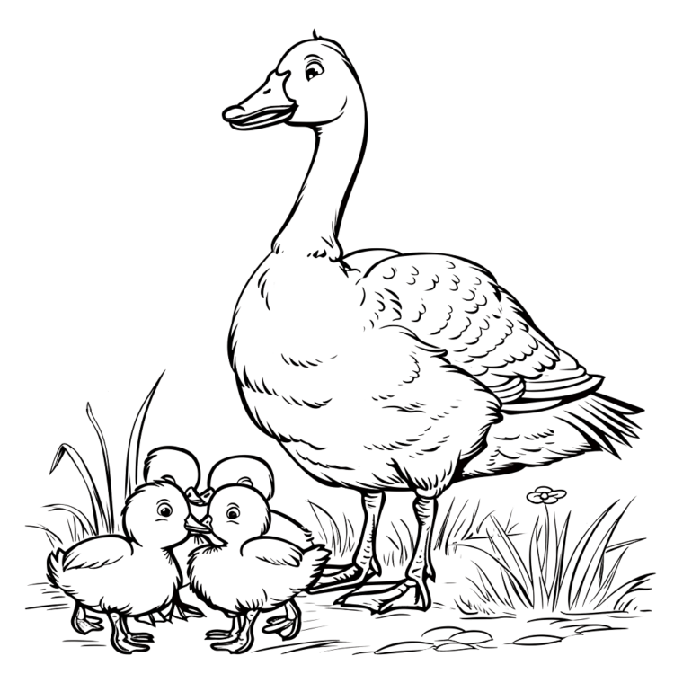 Dibujo para colorear bebé ganso