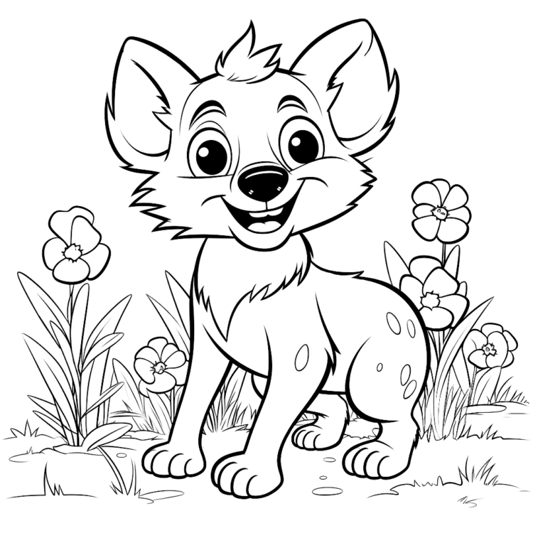 Coloring picture garden hyena