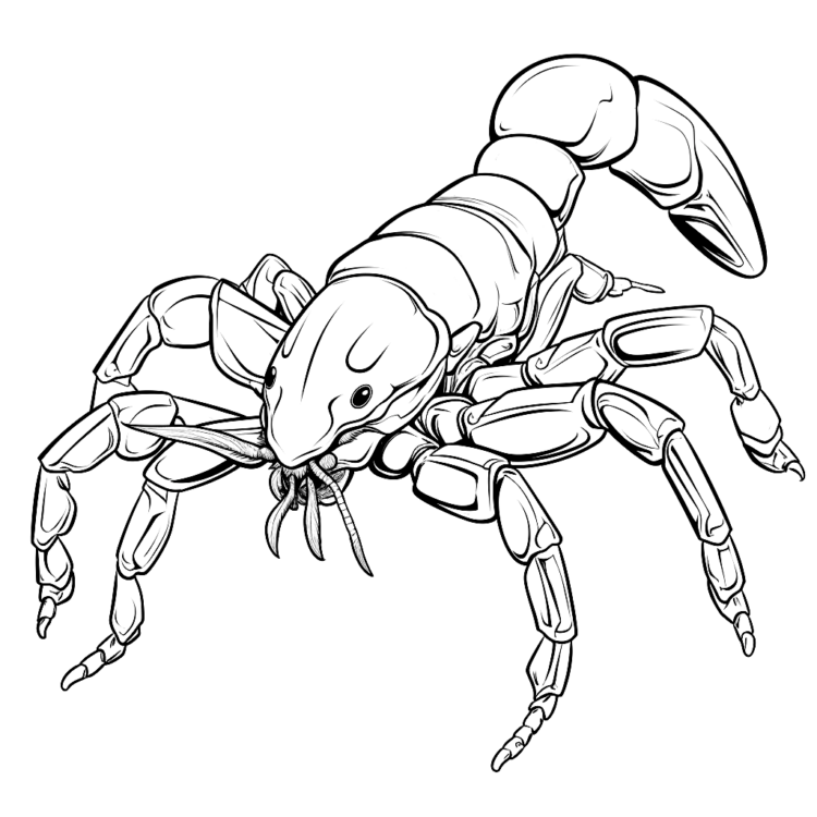 Ausmalbild Giftiger Jäger-Skorpion