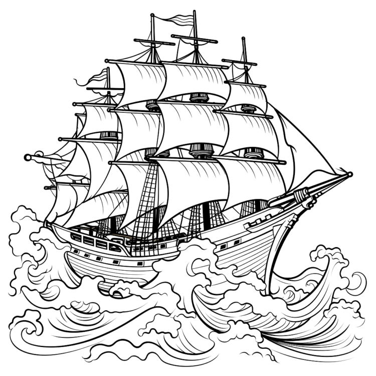 Coloring picture big ship