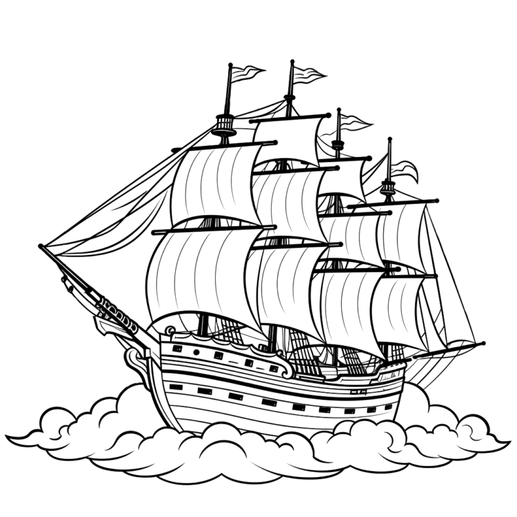 Coloring picture harbor ship