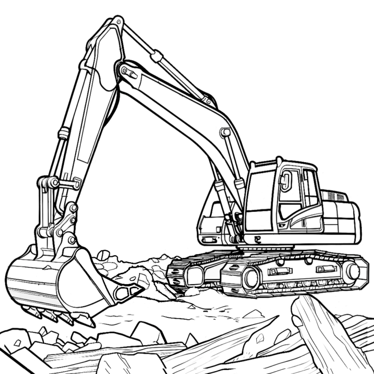 Dibujo para colorear excavadora industrial