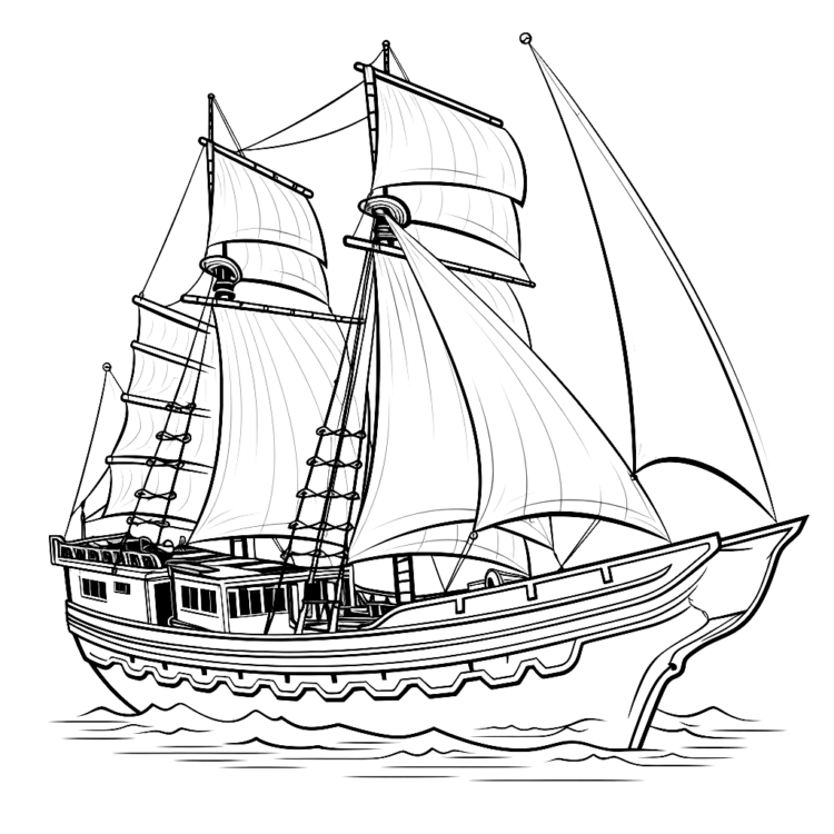 Ausmalbild Küstenforscherschiff