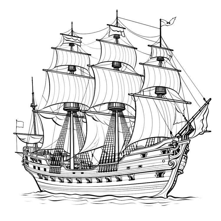 Ausmalbild Küstenschiff