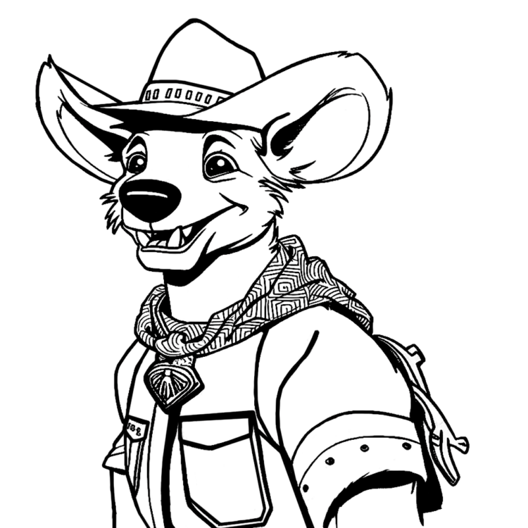 Smiling hyena coloring page