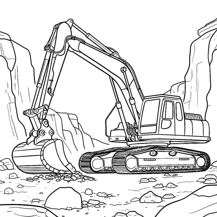 Coloring picture Powerful excavator