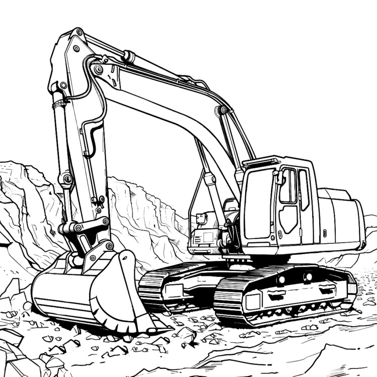 Coloring picture Mighty excavator
