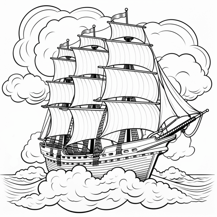 Coloring picture ocean ship