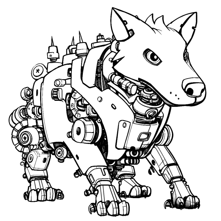 Coloring picture robot hyena