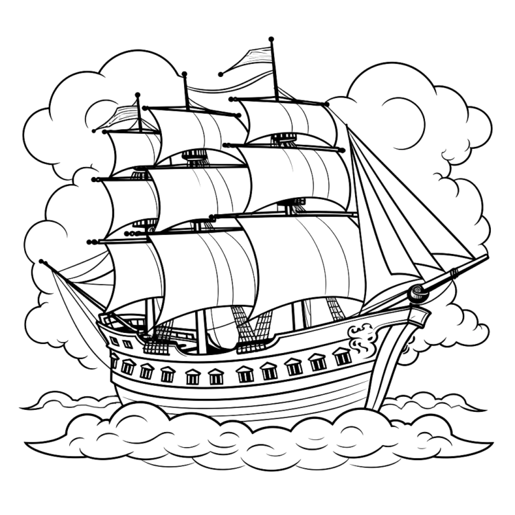 Dibujo para colorear mandala del barco