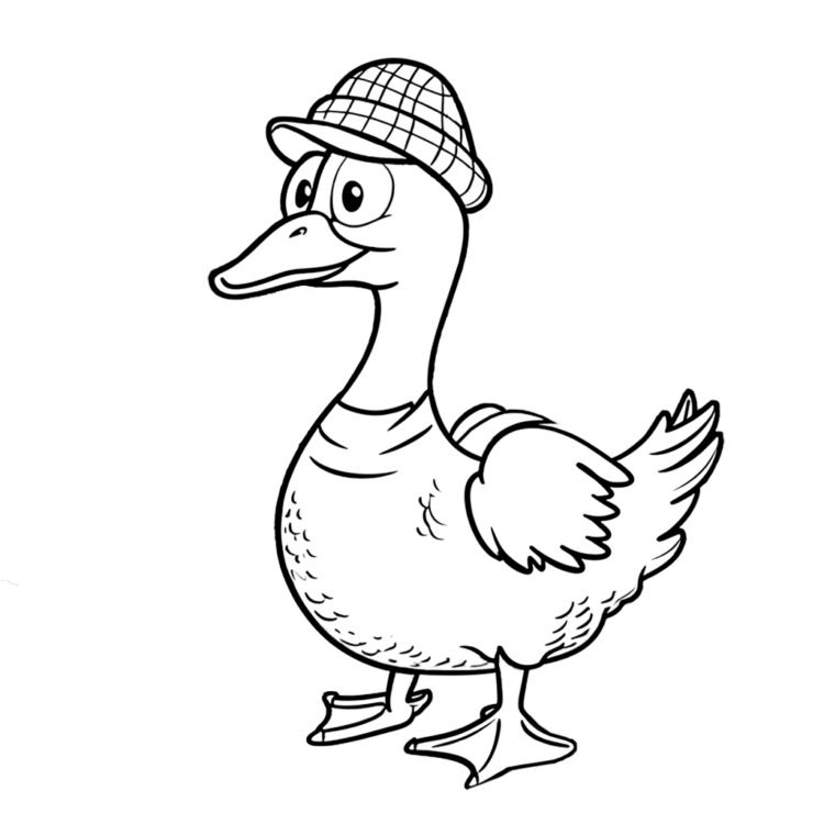 Dibujo para colorear ganso bigotudo