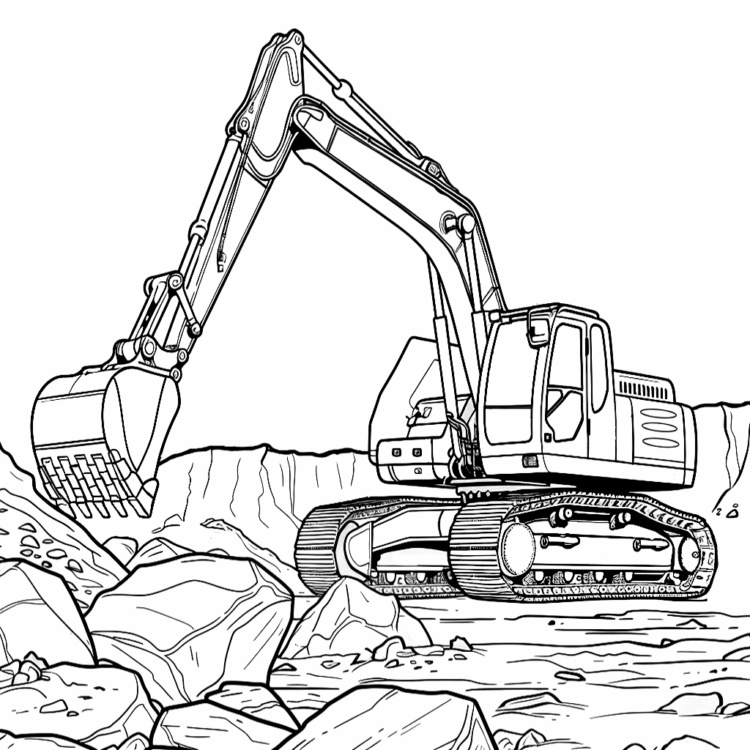 Coloring picture heavy excavator