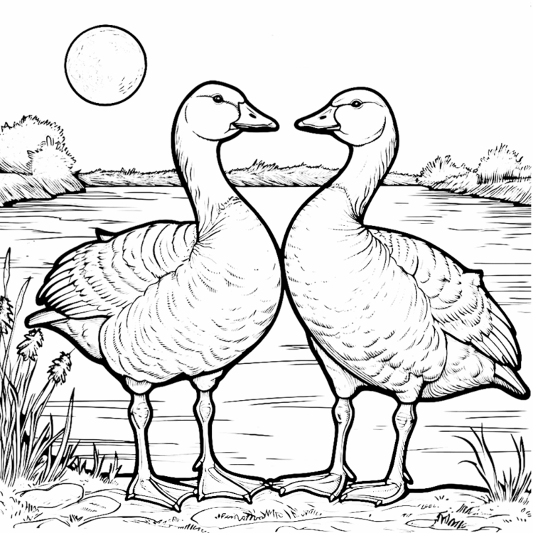 Coloring picture sea goose