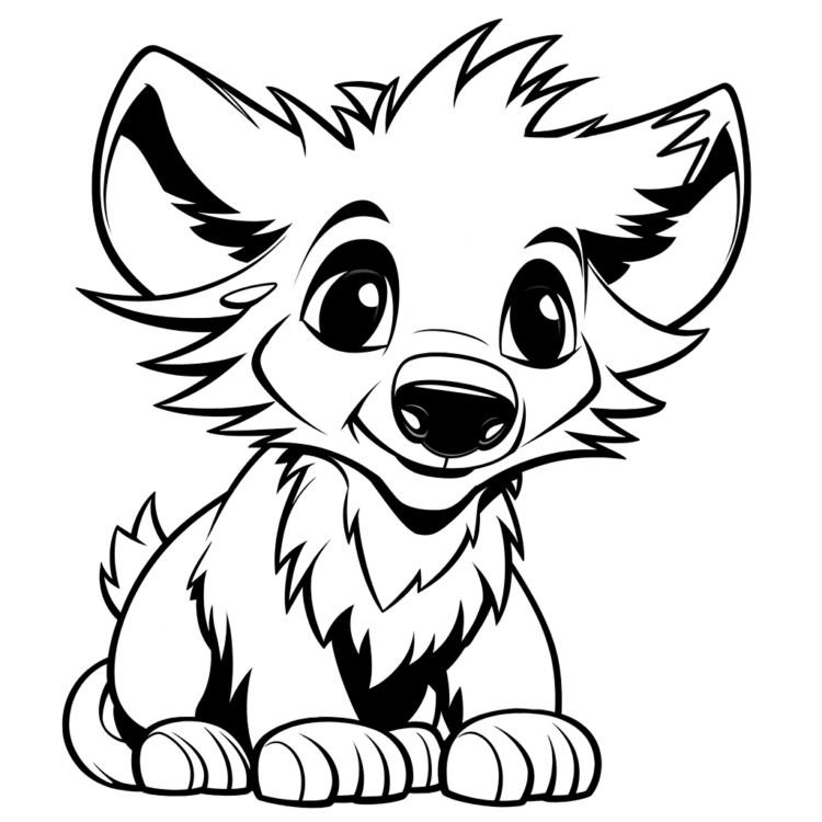 Dibujo para colorear linda hiena