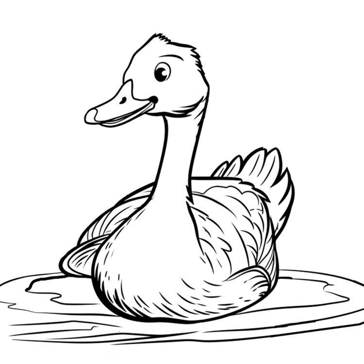 Dibujo para colorear estanque ganso