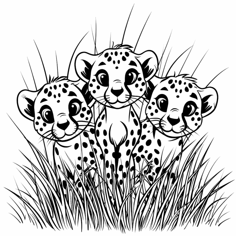 Coloring picture forest cheetahs