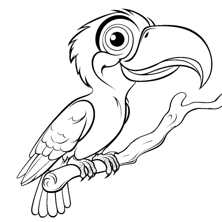 Dibujo para colorear tucán del bosque
