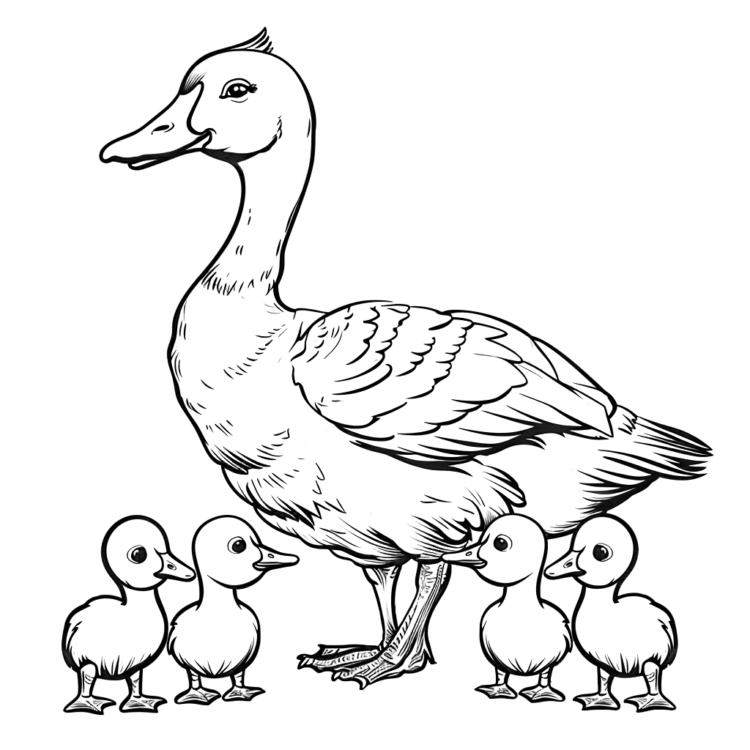 Coloring picture meadow goose