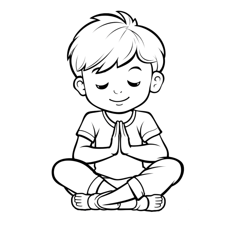 Ausmalbild Yoga Kind
