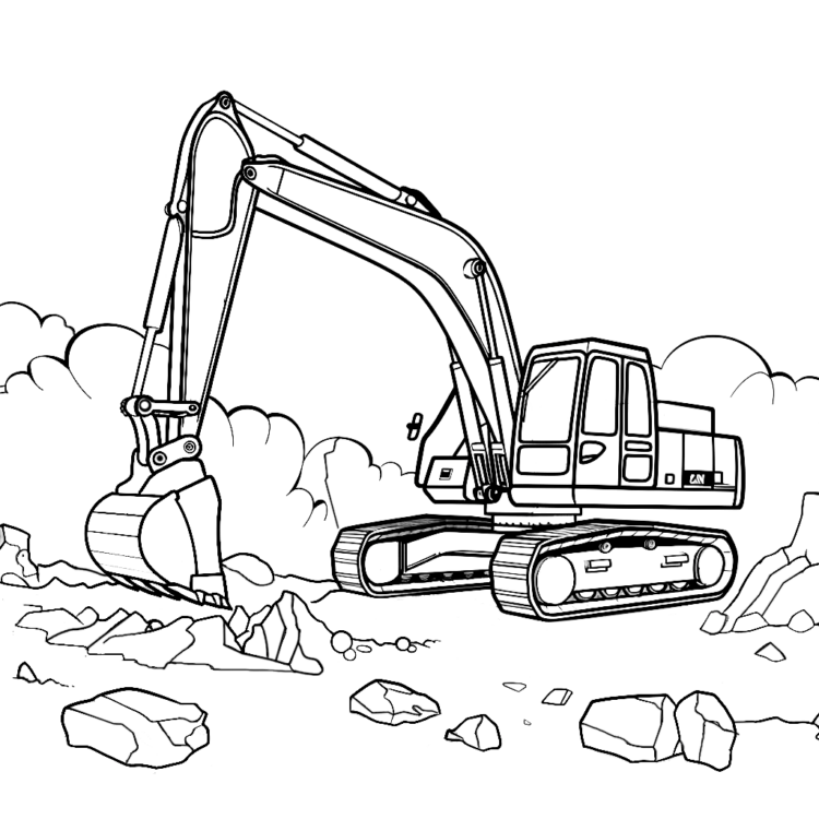 Dibujos para colorear excavadora divertida